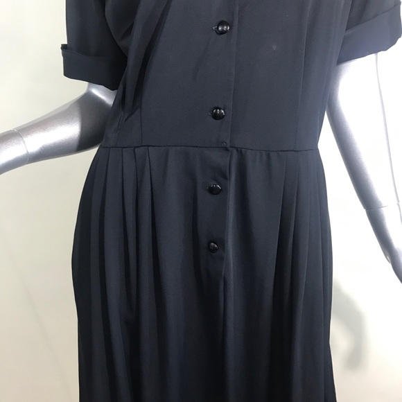 Vtg 40s/50s CasualMaker by Sy Frankel Black Fit N Flare Day Dress S / M - Picture 6 of 16
